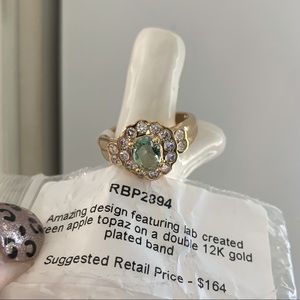 Size 7 green apple topaz double 12K gold plated